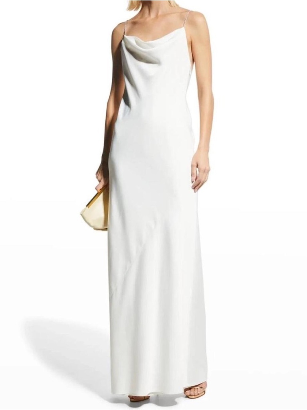 Aidan by Aidan Mattox White Cowl Neck Maxi Slip Dress